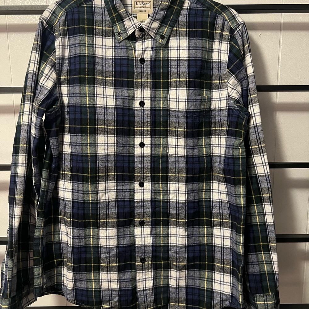 Men's LL BEAN M, Reg, Slim FIt, Flannel Button Down Shirt, H15